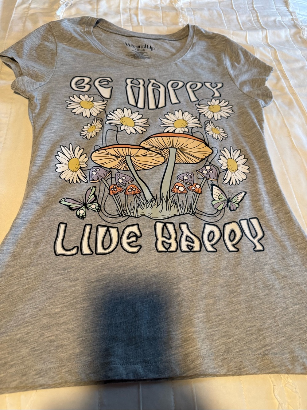 Wound Up Gray Crewneck Tee with Printed Neck Label